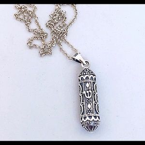 Ornate Mezuzzah Sterling Silver on Rolo Chain, Unisex, NEW, 15”-33”, Gift Boxed